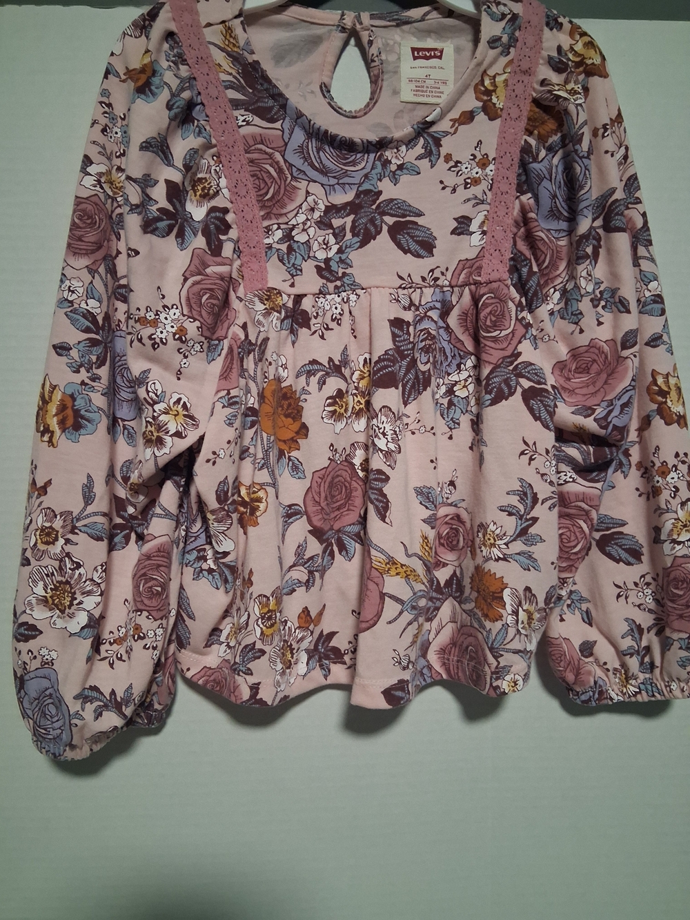 Levi's Girls Pink Floral Long-Sleeve Blouse Flow Top 4t